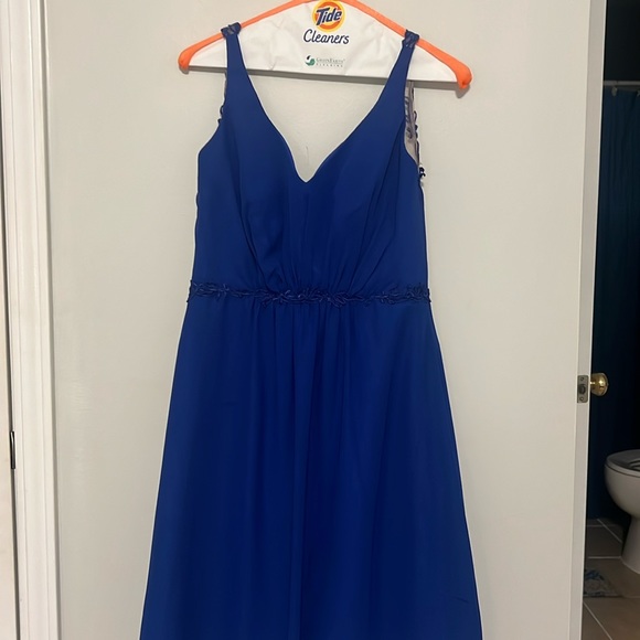 Royal Blue Tea Length Bridesmaid Dress (Alfred Angelo) - Picture 2 of 8